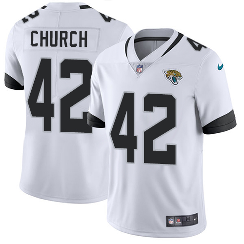Nike Jaguars #42 Barry Church White Men's Stitched NFL Vapor Untouchable Limited Jersey